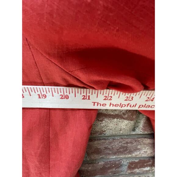 Talbots Linen Collarless Blazer Peplum Size 16P Orange Invisible Closure Petite - Picture 6 of 11